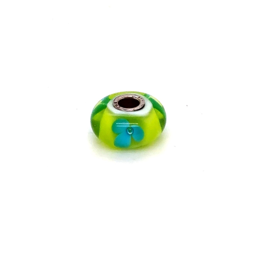 Trollbeads Retired Turquoise Flower Murano Glass Bead